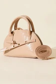 Fermuarlı Oval Mini El Çanta Bej thumbnail 1