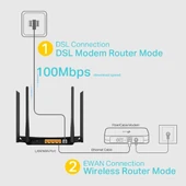 TP-Link Archer VR300 WiFi 5 VDSL/ADSL Modem Router Fiber Destekli AC1200 Mbps 4 Ethernet Portu 4 Harici Anten Dual Band Tether Uygulaması ile Kolay Kurulum thumbnail 5