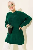 Kol Düğme Detaylı Triko Tunik Zümrüt thumbnail 1
