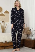 Gömlek Yaka Düğmeli Pijama Takımı Lacivert thumbnail 2