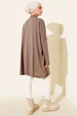 Kol Ribanalı Oversize Triko Tunik Vizon thumbnail 3
