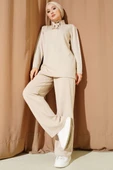 Yaka Gold Düğmeli Loyşa İkili Takım Bej thumbnail 1