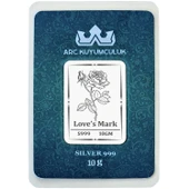 Hediyeye Özel 10 Gram Sevgi Gülü Temalı 999 Ayar Gümüş ile Üretilmiş Gümüş Külçesi-716 thumbnail 1