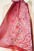 Paisley Çiçek Desen Şal Bordo thumbnail 4