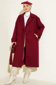 İki Düğmeli Kruvaze Yaka Kaşe Kaban Bordo thumbnail 2