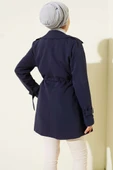 Bel Tünelli Kısa Trençkot Lacivert thumbnail 3