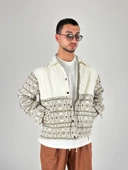 Etnik Desen Detaylı Kahve Erkek Ceket COC1077 thumbnail 1