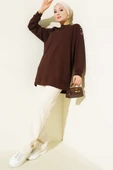 Omuz İncili Loyşa Tunik Kahve thumbnail 2