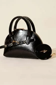 Fermuarlı Oval Mini El Çanta Siyah thumbnail 1