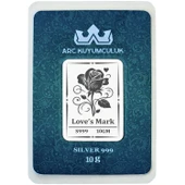 999 Ayar Gümüş ile Üretilmiş Gül Temalı Hediyeye Özel 10 Gram Gümüş Külçesi-717 thumbnail 1