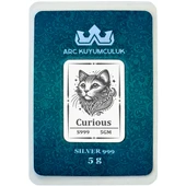 Kedi Temalı Hediyeye Özel 5 Gram 999 Ayar Gümüş ile Tasarlanmış Gümüş Külçesi-719 thumbnail 1