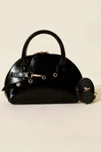 Fermuarlı Oval Mini El Çanta Siyah thumbnail 2