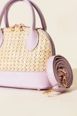 Oval Hasır Detaylı Çanta Lila thumbnail 3