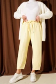 Bel Lastikli Çımalı Loyşa Pantolon Sarı thumbnail 1