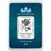 Gül Temalı Hediyeye Özel 5 Gram 999 Ayar Gümüş ile Tasarlanmış Gümüş Külçesi-717 thumbnail 1