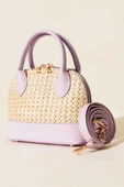 Oval Hasır Detaylı Çanta Lila thumbnail 1