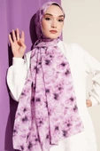 Çiçek Desenli Rami Şal Lila thumbnail 2