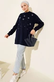 Loyşa Yuvarlak İncili Tunik Lacivert thumbnail 2