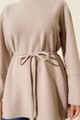 Bilek İpli Fitilli Kaşe Tunik Bej thumbnail 4