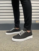 JY152 Cool Bağcıklı Keten Erkek Günlük Spor Klasik Ayakkabı KBT - Siyah thumbnail 2