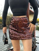 Cemo Parti Giyim Yüksek Bel Simli A Kesim Etek thumbnail 3