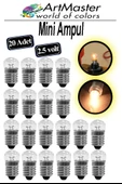 Mini Ampul 2.5 Volt 20 Adet Okul Sınıf Elektrik Devre Küçük Elektrik Deney Ampulü 2.5 Volt Deney Ampulü Küçük Boy thumbnail 1