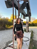 Cemo Parti Giyim Yüksek Bel Simli A Kesim Etek thumbnail 1