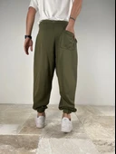 Pileli Haki Yarım Şalvar COC2090 thumbnail 4