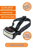 Kaliteli 200 Lümen Led Kafa Lambası, Cob Teknolojili Led, Flaşörlü Kafa Lambası 3 Adet Pil Hediyeli thumbnail 2