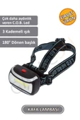 Kaliteli 200 Lümen Led Kafa Lambası, Cob Teknolojili Led, Flaşörlü Kafa Lambası 3 Adet Pil Hediyeli thumbnail 4