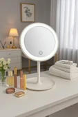 Led Işıklı Dokunmatik Makyaj Aynası Pembe & Beyaz – 3 Kademeli Işık Ayarı , 360° Döner Başlık thumbnail 1