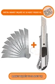 Metal Profesyonel Maket Bıçağı Falçata Ve 10 Adet Yedek Bıçak Büyük Boy - Fırsat Ürün thumbnail 1