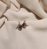 Küpe Zultanit Kalp 925 Ayar Gümüş Renk Değiştiren Sultanit Sallanır Küpe thumbnail 5