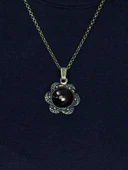 Doğal Taş Oniks Doğal Taşlı Desenli Otantik Kadın Kolye 45 Cm Zincirli euk18o thumbnail 2