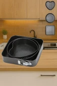Yüksek Kalite Karbon Çelik 3 Parça 22-24-26cm Kalp Yuvarlak Kare kek pasta kalıbı paslanmaz thumbnail 2