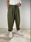 Pileli Haki Yarım Şalvar COC2090 thumbnail 3