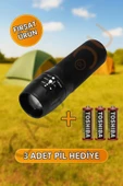 Aluminyum Gövdeli Ledli ve Zoom Özellikli Pilli El Feneri - 3 Adet Pil Hediye thumbnail 1