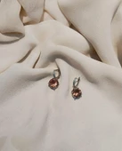 Küpe Zultanit Yuvarlak 925 Ayar Gümüş Renk Değiştiren Sultanit Sallanır Küpe thumbnail 5