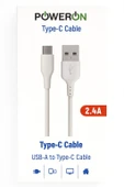 POWERON USB-A to Type-C 2.4A Şarj Kablosu Günlük Enerjine Güç Kat thumbnail 1