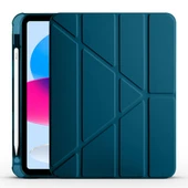 İpad 11.Nesil 11 inç 2025 A16 Uyumlu Üçgen Katlanabilir Kalemlikli Yatay Dikey Standlı Akıllı Kılıf  Petrol thumbnail 9