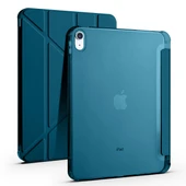 İpad 10.Nesil 10.9 inç 2022 Uyumlu Üçgen Katlanabilir Kalemlikli Yatay Dikey Standlı Akıllı Kılıf  Petrol thumbnail 4