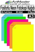 Fosforlu Neon Renkli A3 Fotokopi Kağıdı 50 Adet 1 Paket Fosforlu 5 Renk Parlak Canlı Renkler Neon Fotokopi Kağıdı thumbnail 1