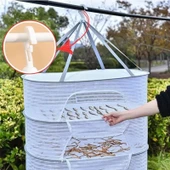 Üç Raflı Bölmeli Açık Havada Güneşte Bitki Meyve Sebze Balık Kurutma Filesi Askısı Aparatı Aleti thumbnail 9