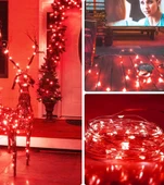 Ev Balkon Ve Parti İçin 3 Metre Pilli Kırmızı Renk Peri Led Yılbaşı Süsü Işık thumbnail 1