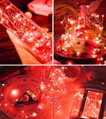 Ev Balkon Ve Parti İçin 3 Metre Pilli Kırmızı Renk Peri Led Yılbaşı Süsü Işık thumbnail 2