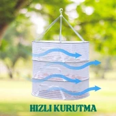 Üç Raflı Bölmeli Açık Havada Güneşte Bitki Meyve Sebze Balık Kurutma Filesi Askısı Aparatı Aleti thumbnail 8