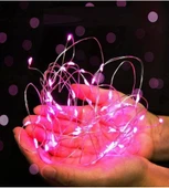 Ev Balkon Ve Parti İçin 3 Metre Pilli Pembe Renk Peri Led Yılbaşı Süsü Işık thumbnail 3