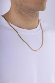 Gümüş Pazarım Gurmet Model Aralıksız Altın Kaplama Erkek Çelik Zincir thumbnail 3