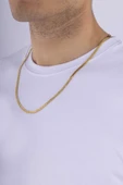Gümüş Pazarım Gurmet Model Aralıksız Altın Kaplama Erkek Çelik Zincir thumbnail 2