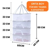 Dört Raflı Bölmeli Açık Havada Güneşte Bitki Meyve Sebze Çamaşır Kurutma Filesi Askısı Aparatı Aleti thumbnail 4